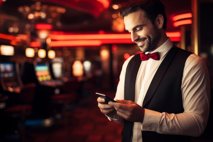 Pengguna ponsel memeriksa dompet digital